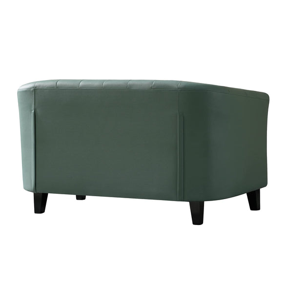Husbedom 50 Inches Leather Loveseat Sofa with Button Tufted Décor for Bedroom, Living Room - Grey Green