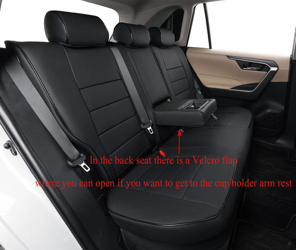 EKR Leather Car Seat Covers Custom, Fit Select Toyota RAV4 (2019-2025) LE,XLE,XLE Premium,Limited Full Set - Black