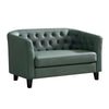 Husbedom 50 Inches Leather Loveseat Sofa with Button Tufted Décor for Bedroom, Living Room - Grey Green