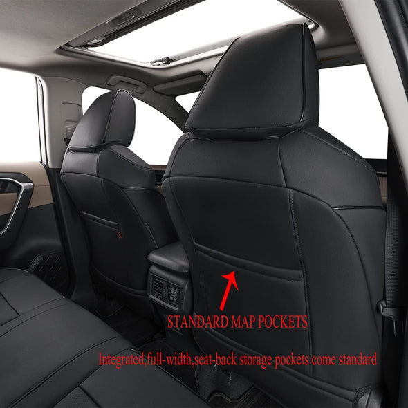 EKR Leather Car Seat Covers Custom, Fit Select Toyota RAV4 (2019-2025) LE,XLE,XLE Premium,Limited Full Set - Black
