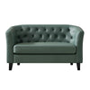 Husbedom 50 Inches Leather Loveseat Sofa with Button Tufted Décor for Bedroom, Living Room - Grey Green