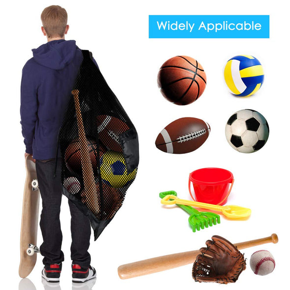 BROTOU Large Drawstring Mesh Sports Ball Bag with Shoulder Strap for SoccerBall Basketball, Volleyball