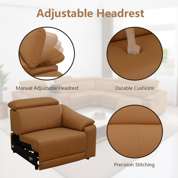 SIENWIEY Power Reclining Leather Sectional Sofa with Console/Cup Holders/USB port/Headrests