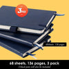 Pocket Notebook Journals, 3 Pack Mini Small Notebooks for Work, Leather Cover Notepad with 3 Pens, Elastic Closure, Blue