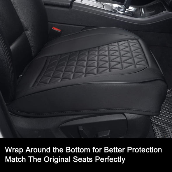 Black Panther Luxury Faux Leather Car Seat Cover, Front Bottom Seat Cushion Cover, Universal - 1 Piece Black