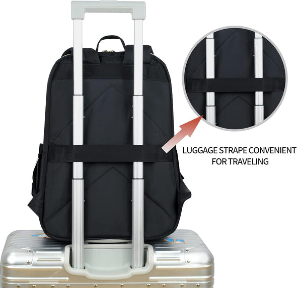 KROSER Laptop Backpack 15.6 Inch Stylish Daypack with USB Charging Port, Water-Repellent Nylon Backpack Backpack for Travel/Business/Women/Black