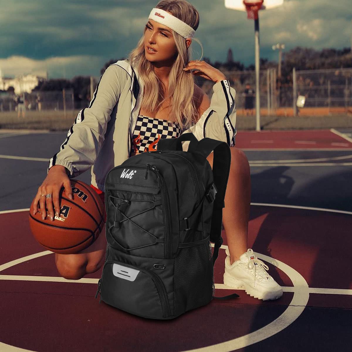 bagland roomy laptop basketball backpack WOLT Basketball Backpack with Shoes Compartment for Basketball, Soccer, Volleyball, Swim, Gym, Travel