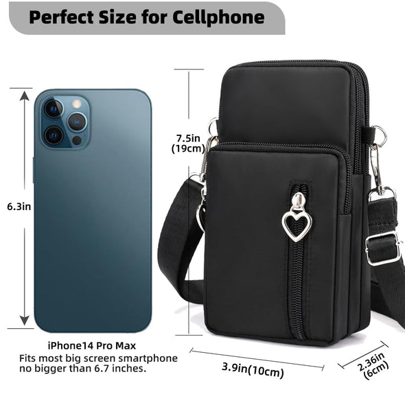 JANKS Small Crossbody Bag Mini Phone Purses with Djustable Strap - Nylon Arm Bag