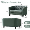 Husbedom 50 Inches Leather Loveseat Sofa with Button Tufted Décor for Bedroom, Living Room - Grey Green