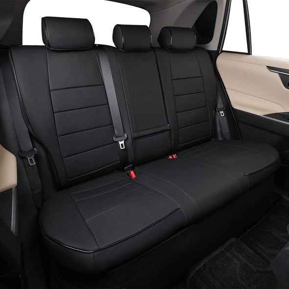 EKR Leather Car Seat Covers Custom, Fit Select Toyota RAV4 (2019-2025) LE,XLE,XLE Premium,Limited Full Set - Black