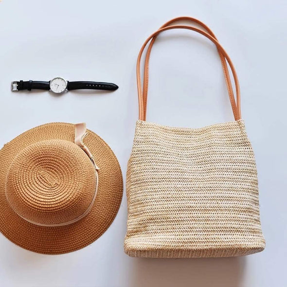 Aphoraeny Straw Beach Bag Buckets Totes Handbag Shoulder Tote Bag Straw Purse Summer Purse Women Summer Handbag
