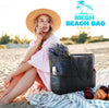 EASYFUN Beach Bag Large Mesh Beach Bag Lightweight Beach Tote with 9 Pockets Foldable Beach Accessories