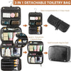 Elviros Hanging Toiletry Bag Removable Travel Bag PU Leather Makeup Cosmetic Organizer Kit, Black