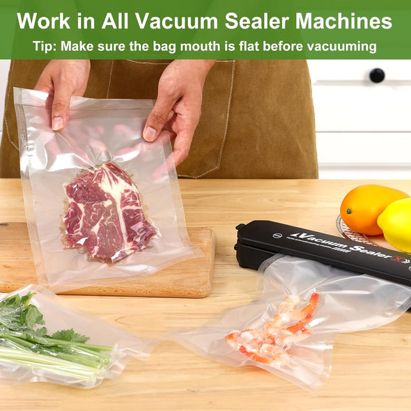 Moretoes 200Pcs Vacuum Sealer Bags, Food Saver Bags Quart 8" X 12", BPA Free, Pre-Cut Commercial Grade Vac Bags for Food Storage, Meal Prep or Sous Vide