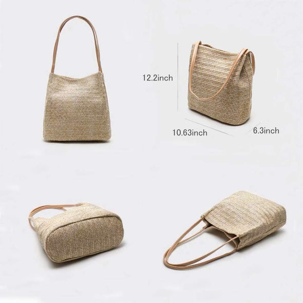 Aphoraeny Straw Beach Bag Buckets Totes Handbag Shoulder Tote Bag Straw Purse Summer Purse Women Summer Handbag