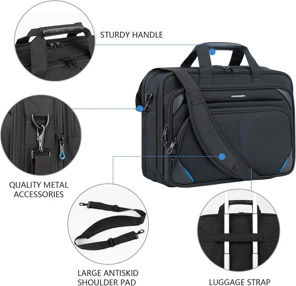 KROSER Laptop Bag 17.3 Inch Premium Laptop Briefcase, Expandable Laptop Shoulder Messenger Bag Durable Computer Case