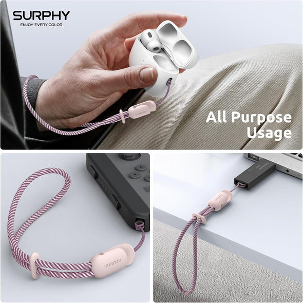 SURPHY 2 Pack Phone Lanyard, Phone Wrist Strap, anti Theft Phone Strap, Phone Charm with 2-Color Braided, Phone Wrist Lanyard for Women and Men, Pink & Gray