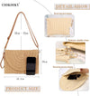 COOKOOKY Straw Clutch Handbag Summer Beach Straw Purse for Women Woven Envelope Bag