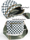 Black and White Checkered Crossbody Bag Bum Bag for Women,Spacious Checkered Purse Fanny Packs Belt Bag