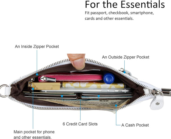 Befen Genuine Leather Wristlet Clutch Wallet Purses Small Crossbody Bags for Women with RFID Blocking Card Slots