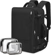 Hanples Travel Backpack for Women Men, Large Carry on Person Item Luggage Backpack, TSA Flight Approved 17.3 in Laptop Bag, Waterproof anti Theft Casual Hiking Bag (Black)
