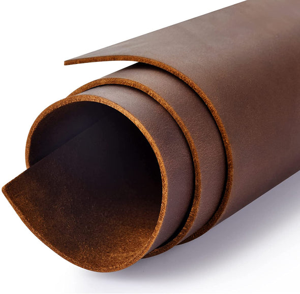 Genuine Leather Tooling Sheets 1.8-2.0MM Thick Genuine Top Full Grain Oil Tan Crazy Horse Cowhide Leather Sheets for Crafts Tooling Sewing Wallet Earring Hobby (Dark Brown, 8"X12")