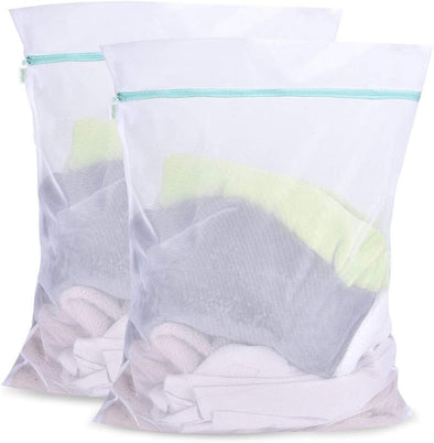 Otraki Mesh Laundry Bag for Delicates 2 Pack Garment Wash Bag 24 X 32 Inch Zippered Large Washing Machine Bags for Sweater Dirty Clothes Washer Dryer Net Protector Travel College Dorm Organizer
