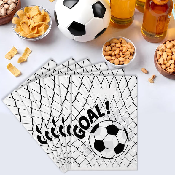 PEUTIER 50Pcs Soccer Gift Bags - Plastic Goodie Bags for Team Kids Teens Games Sports Events (White)