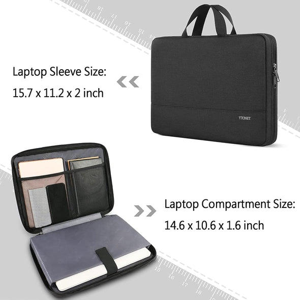 Ytonet Laptop Case 15.6 Inch, Water Resistant Laptop Bag Sleeve for Men Women Slim Coputer Cover TSA Computer Case Carrying Bag with Handle, Compatible with Lenovo HP Dell Apple Notebooks Black