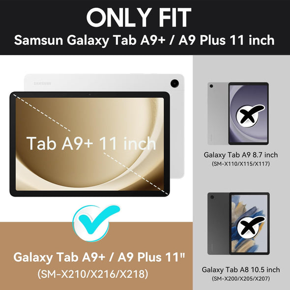 OKP Case for Samsug Galaxy Tab A9+ plus 11 Inch 2024(SM-X210/X216/X218), PU Leather Folio Cover with Multi-Angle Stand//Pen Holder, Auto Wake/Sleep Case for Galaxy A9+ 11" Tablet (Black+Brown)