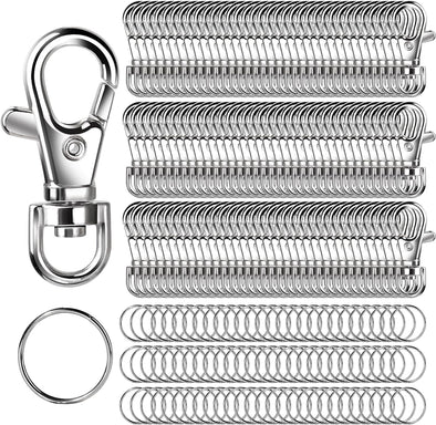 LEOBRO 240PCS Metal Swivel Snap Hooks and Key Rings, 120PCS Small Lobster Claw Keychains Clasps and 120PCS Key Chain Ring for Keychain Clip, Lanyard, Key, Jewelry Making, Art Crafts, Silver