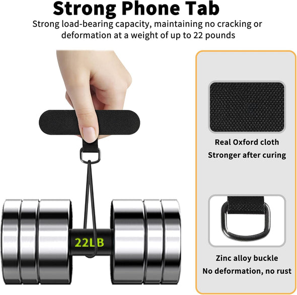 Phone Tether Tab for Iphone, Cell Phone Lanyard Patch, Phone Strap Replacement Part for All Full Phone Cases (Black)