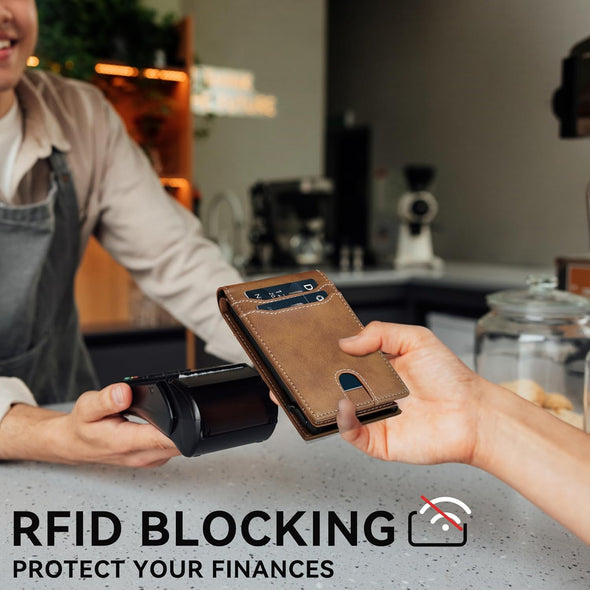 Furid Card Wallet for Men Slim: Smart Wallet - Rfid Minimalist Front Pocket with ID Window Pop up Wallet Gift for Male