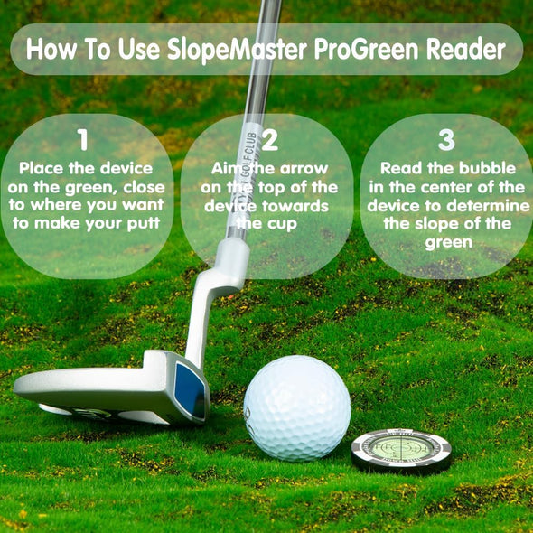 Slopemaster Progreen Reader - Golf Ball Marker with High Precision Green Reading Aid Golf Accessories for Men Women