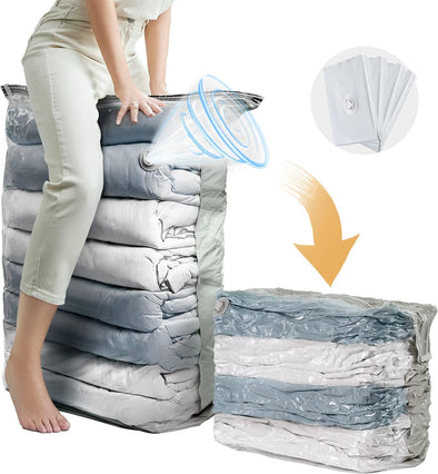 TAILI Vacuum Storage Bags 4 Pack, Jumbo Cube (31X40X15 Inch), Extra Large Vacuum Seal Bags for Clothing, Comforters, Blankets, Bedding, Sweater, Closet Organizers, Space Saving, Cream