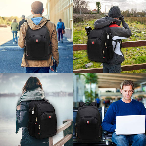 Della Gao Laptop Backpack for Men, Large Anti-Theft Business Travel Backpack with USB Charging Port, Water Resistant College School Computer Bag for Men/Women for 17 Inch Laptop and Notebook