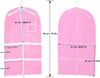 Pink Kids Dance Garment Bag for Hanging Clothes,37 Inch Waterproof PVC Travel Garment Bag with 3 Pockets for Dance Costumes,Sports,Skating,Theatre,Beauty Pageants & More