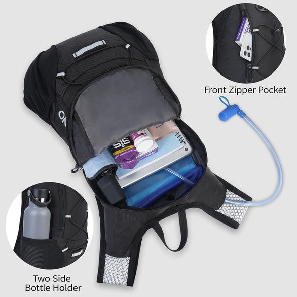 Lightweight Hydration Backpack, Running Backpack with 2L Water Bladder, Hydro Water Daypack for Cycling Hiking Rave for Men Women
