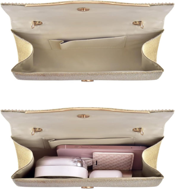TINDTOP Clutch Purses for Women, Formal Evening Bags Suede Shoulder Envelope Party Handbags Wedding Cocktail Prom Clutches