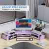 Gianotter Dual Monitor Stand Riser, Desk Organizer with Drawer and 2 Pen Holders, Desk Organizers and Accessories, Purple Office Decor (Purple)