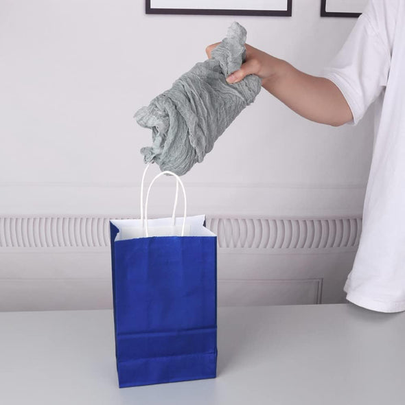 Oikss 50 Pack 5.25X3.25X8.25 Inch Small Royal Blue Kraft Paper Bags with Handles Bulk for Birthday Wedding Party Favors Grocery Retail Shopping Business Goody Craft Gift Bags Cub Sacks, 50 Count