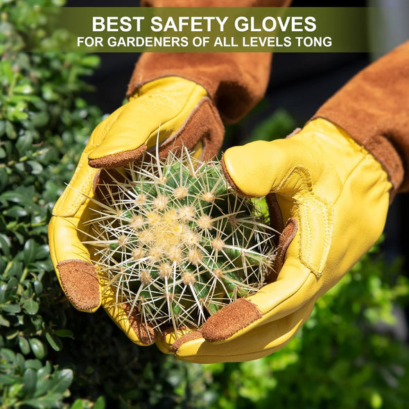 Womens Gardening Weeding Working Gloves, Leather Garden Glove for Women Thorn Proof No Stab for Digging, Planting,Pruning