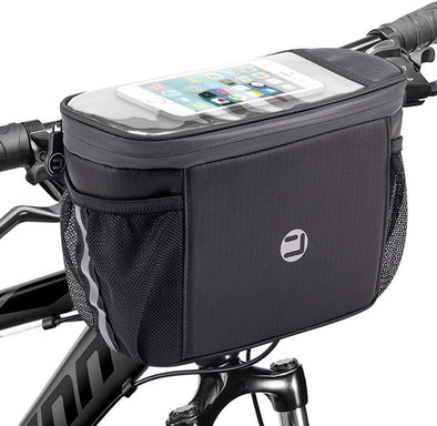 WOTOW Bike Handlebar Insulated Bag, Bike Front Phone Bag Cooler Storage Pouch with TPU Touch Screen Insulation Bicycle Frame Bag Strap on Cycling Accessories for Outdoor Hiking Travel Assistants