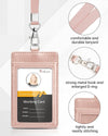 Teskyer Badge Holder, Leather ID Card Holder with Lanyard for ID Badges, Vertical Style, Rose Gold