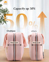 Travel Hanging Toiletry Bag for Women - Waterproof Cosmetic Organizer with Clear Window, Lightweight Bathroom Bags for Essentials, Makeup, Shampoo, Toiletries (Pink, Medium)