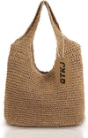 Hand-Woven Soft Large Straw Shoulder Bag Boho Straw Handle Tote Retro Summer Beach Bag Rattan Handbag