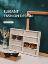 Coward Sunglass Organizer, Beige Velvet Glasses Trays - Eyeglasses Watches Jewelry Display - Men Women (8 Grids)