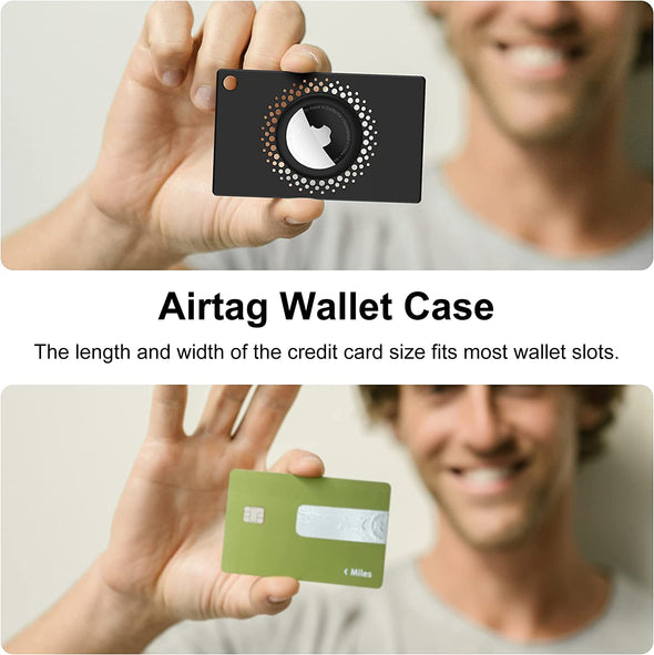 [2 Pack] for Airtag Wallet Holder, Slim Thin Airtag Wallet Card, Credit Card Size Wallet Case Holder for Airtag for Purse, Handbag, Clutch, Wristlet (Black)