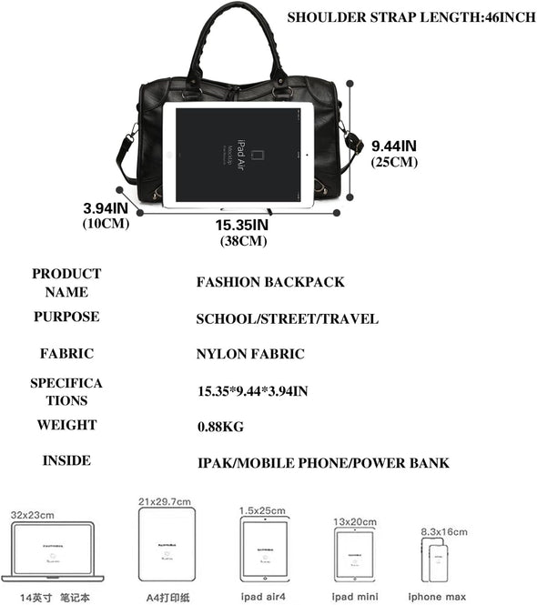 Crossbody Tote Bag for Women – Rivet Studded Hobo Shoulder Purse, Trendy Goth Work Boston Bag