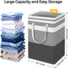 Homehacks 2 Pack Large Laundry Baskets, Waterproof, Freestanding Laundry Hampers, Collapsible Clothes Hamper with Reinforced Handles in Laundry Room, College Dorm, Bathroom, Bedroom (Grey, 75Lx2)